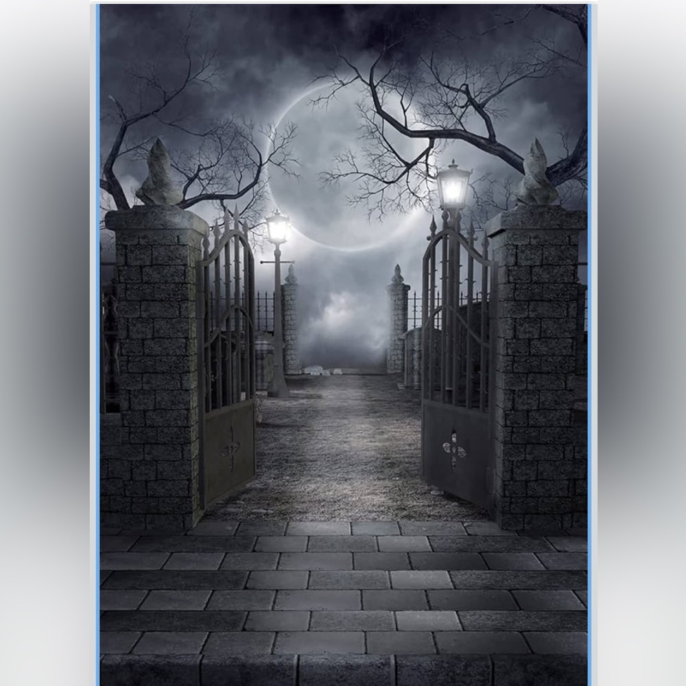 Spooky Moonlit Gate Poster